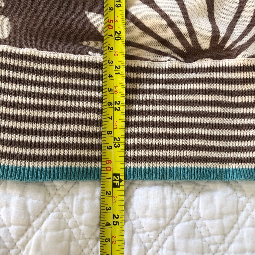 Boden Brown Floral Very Lightweight Cotton Cardigan W/Blue Accent Color - Picture 8 of 13